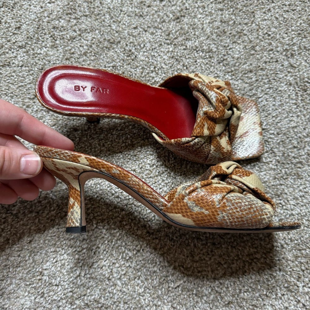 BY FAR 
Lana Snake-Print Heeled Mules - Picture 5 of 7